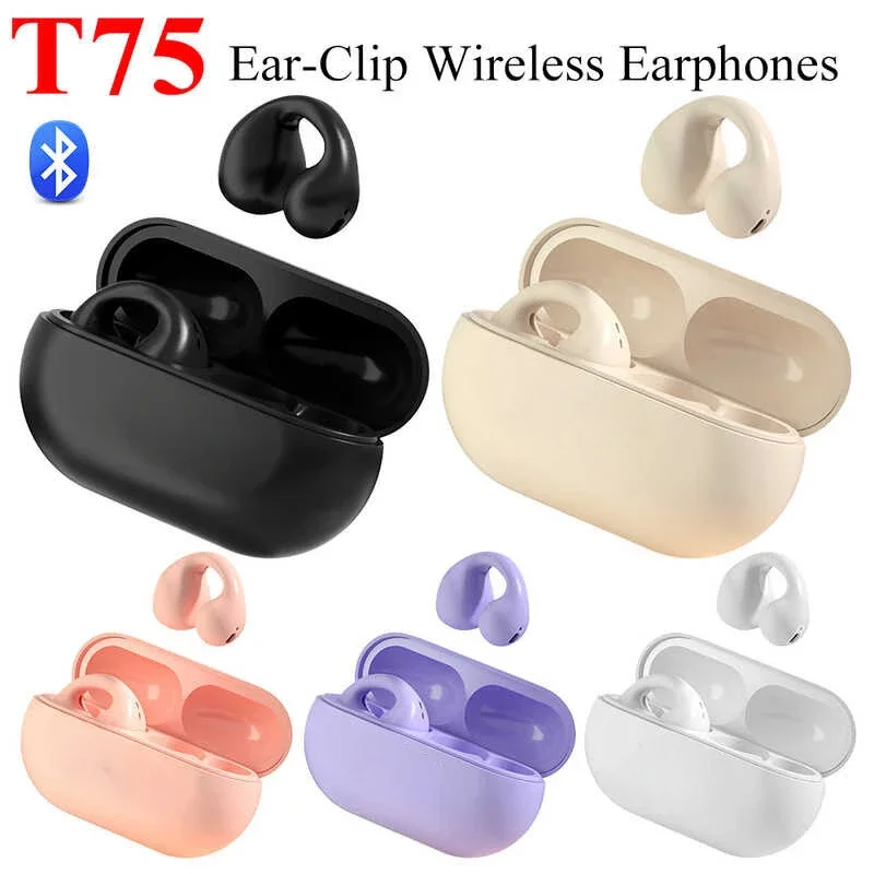 Phone Cases Quality - หูฟังบลูทูธ5.3ไร้สายระบบนำเสียงผ่านกระดูกหูฟังสำหรับเล่นกีฬา T75ของแท้ชุดหูฟัง TWS กันน้ำคุณภาพเสียง HiFi
