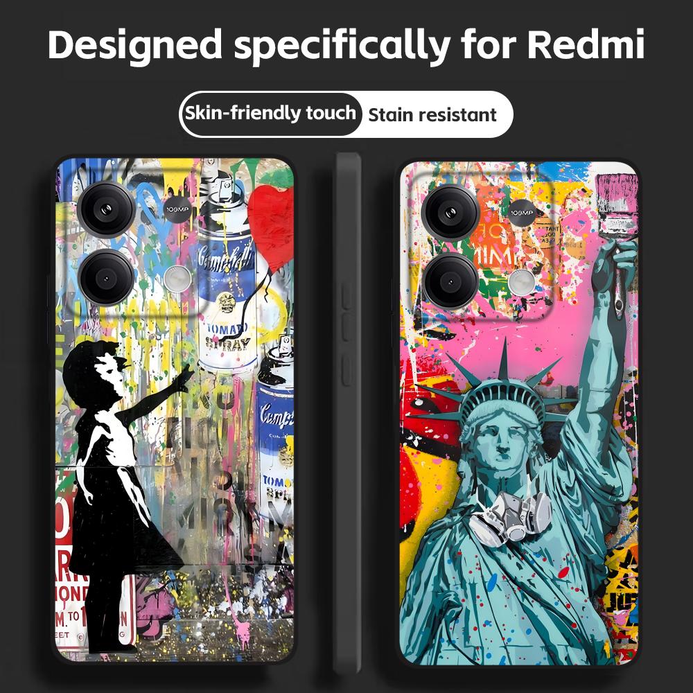 Phone Cases For Iphone 11 - Banksy Graffiti Artเคสโทรศัพท์สําหรับRedmiหมายเหตุ 14 13 12