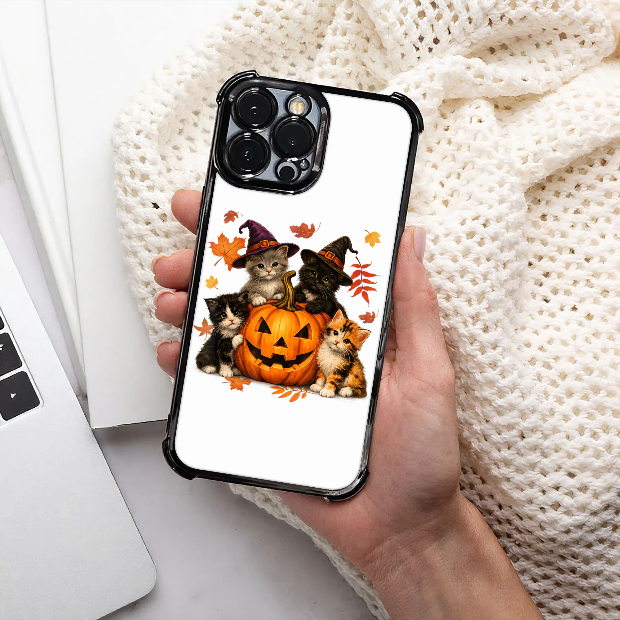Phone Cases Kids - เคสโทรศัพท์ลายแมวน่ารักฮาโลวีน ฟักทอง ฤดูผีสิง สำหรับผู้ชาย ผู้หญิง เด็ก