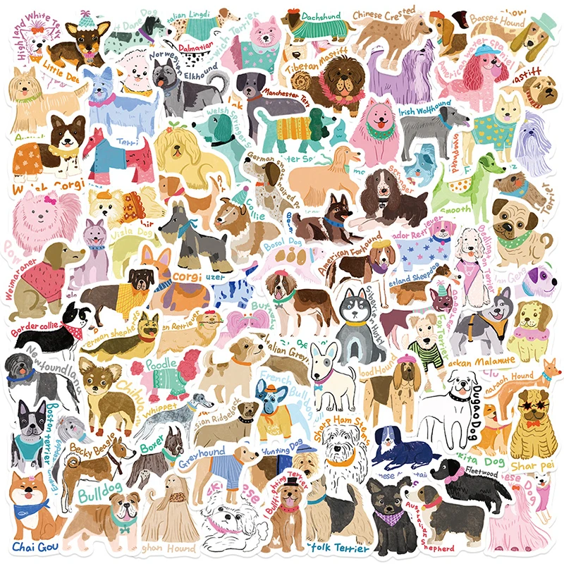 Phone Cases Kids - สติกเกอร์ลายการ์ตูนสุนัข 100 ชิ้น สำหรับตกแต่ง DIY เครื่องเขียน