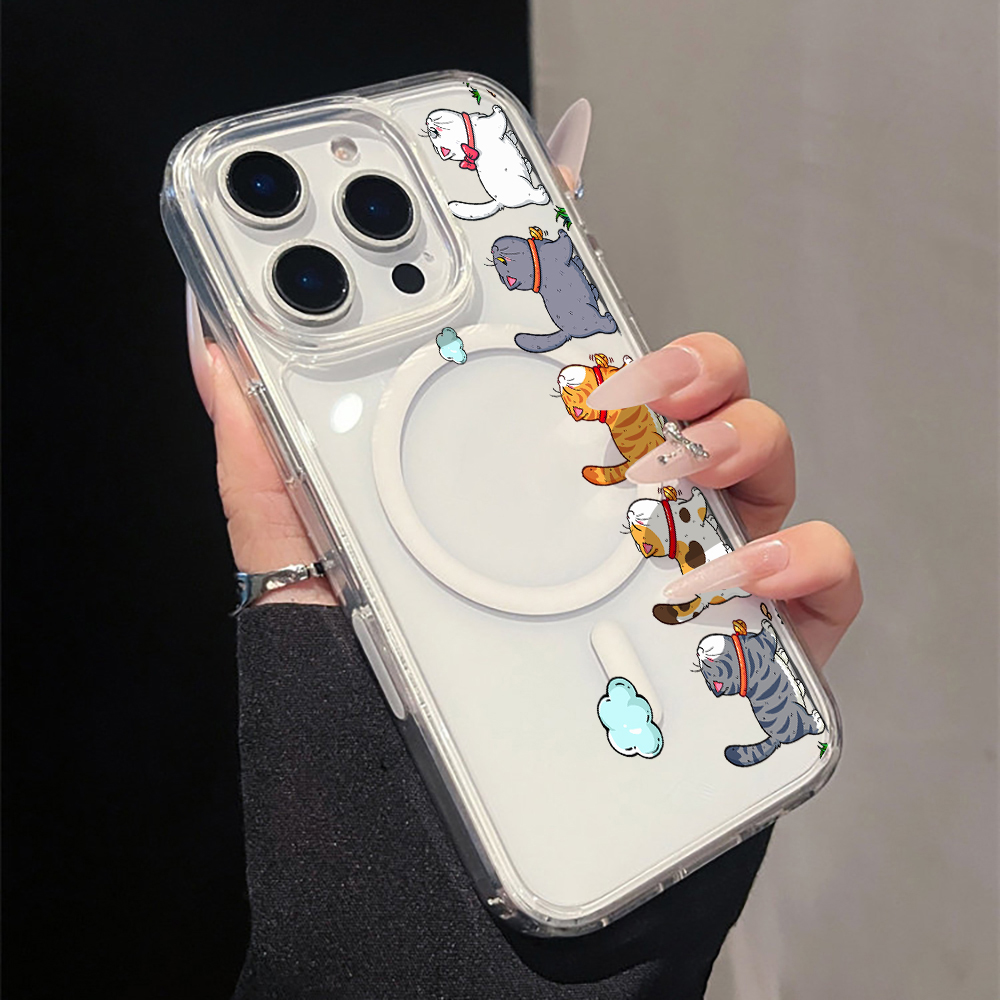 Cute Cartoon Case - เคสโทรศัพท์ใสลายการ์ตูนแมวน่ารักสำหรับ iPhone 17 11 12 13